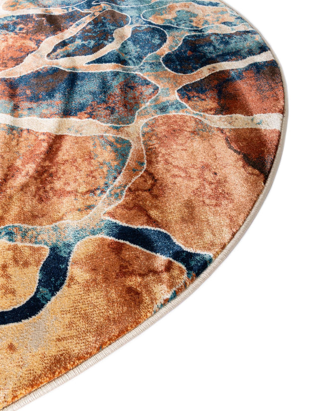 Brick Red 6' 1 x 6' 1 Mystic Round Area Rug 100% Polypropylene Abstract Modern Carpet for Living Rooms, Dining, Bedrooms, Office for Sale at Rug Engine
