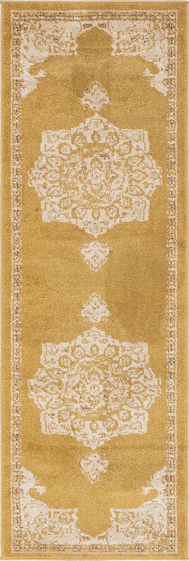 Yellow 2' x 6' Utopia Runner Area Rug Traditional Vintage Persian Inspired Vivid Color Durable Carpet for Unique Interiors for Sale at Rug Engine
