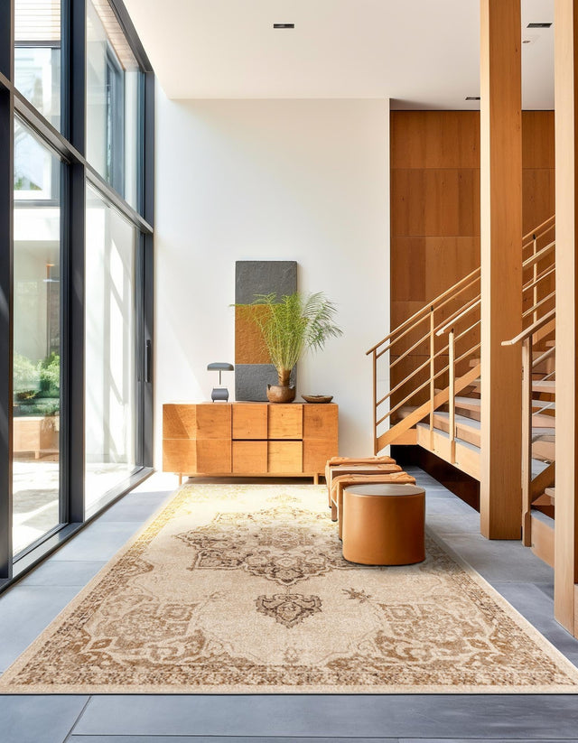 Beige 8' x 10' Utopia Rectangle Area Rug Traditional Vintage Persian Inspired Vivid Color Durable Carpet for Unique Interiors for Sale at Rug Engine
