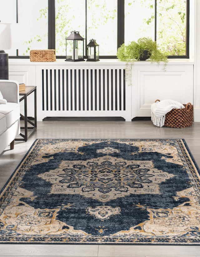 Navy Blue 9' x 12' Utopia Rectangle Area Rug Traditional Vintage Persian Inspired Vivid Color Durable Carpet for Unique Interiors for Sale at Rug Engine
