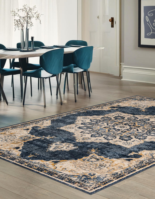 Navy Blue 9' x 12' Utopia Rectangle Area Rug Traditional Vintage Persian Inspired Vivid Color Durable Carpet for Unique Interiors for Sale at Rug Engine