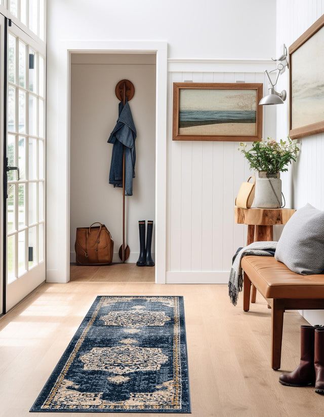 Navy Blue 2' x 6' 1 Utopia Runner Area Rug Traditional Vintage Persian Inspired Vivid Color Durable Carpet for Unique Interiors for Sale at Rug Engine