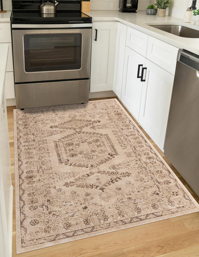 Beige 4' x 6' Utopia Rectangle Area Rug Traditional Vintage Persian Inspired Vivid Color Durable Carpet for Unique Interiors for Sale at Rug Engine