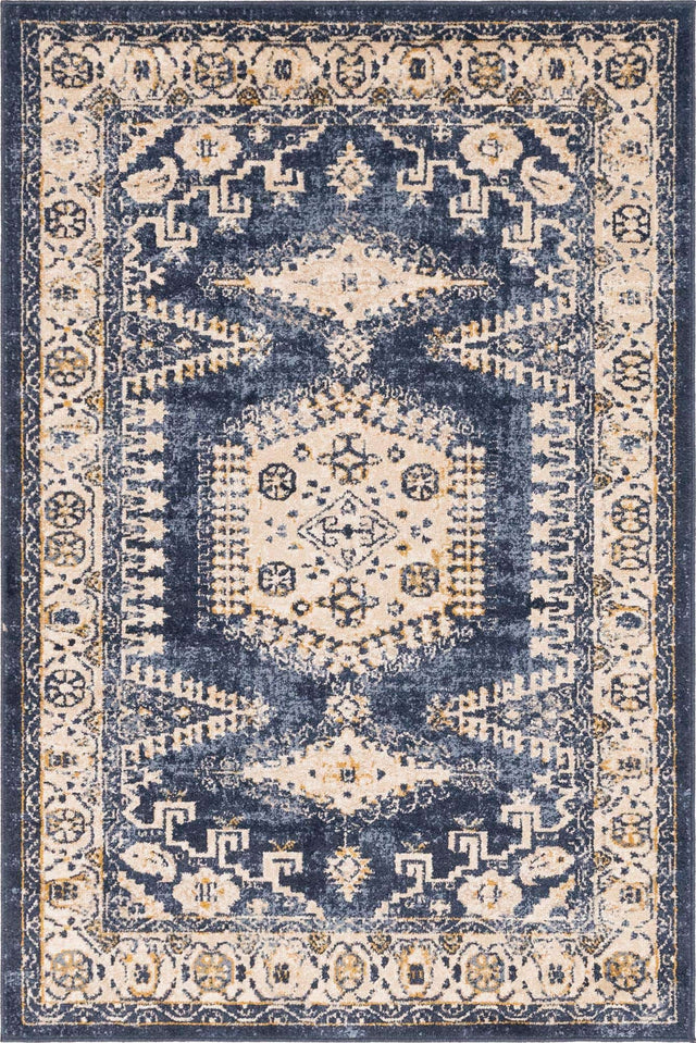 Dark Blue 4' 1 x 6' 1 Utopia Rectangle Area Rug Traditional Vintage Persian Inspired Vivid Color Durable Carpet for Unique Interiors for Sale at Rug Engine