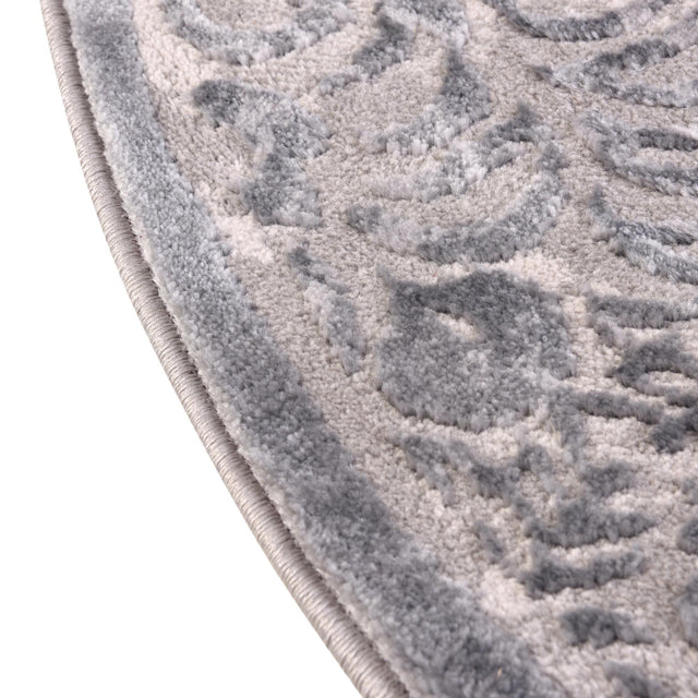Gray 4' 1 x 4' 1 Aberdeen Round Area Rug 60% Polypropylene & 40% Polyester Living Dining Office Room Carpet for Sale at Rug Engine