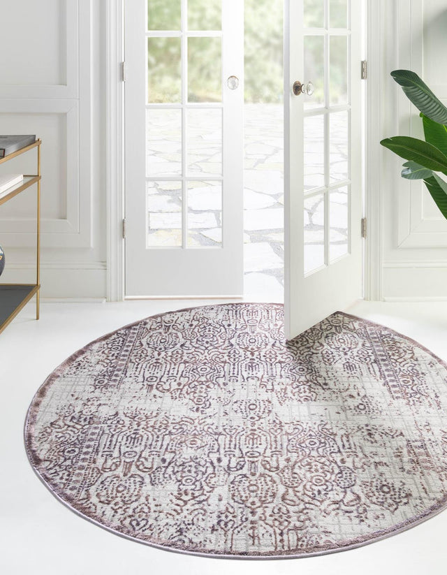 Violet 5' 3 x 5' 3 Aberdeen Round Area Rug 60% Polypropylene & 40% Polyester Living Dining Office Room Carpet for Sale at Rug Engine