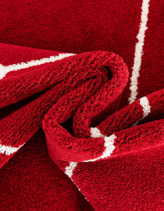 Red 7' 10 x 11' Trellis Frieze Rectangle Area Rug Geometric Modern Unique Stain Resistant Easy Clean Carpet for Living, Dining, Bedrooms, Office for Sale at Rug Engine