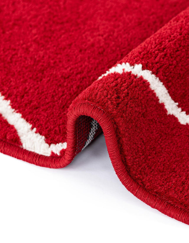 Red 7' 10 x 11' Trellis Frieze Rectangle Area Rug Geometric Modern Unique Stain Resistant Easy Clean Carpet for Living, Dining, Bedrooms, Office for Sale at Rug Engine