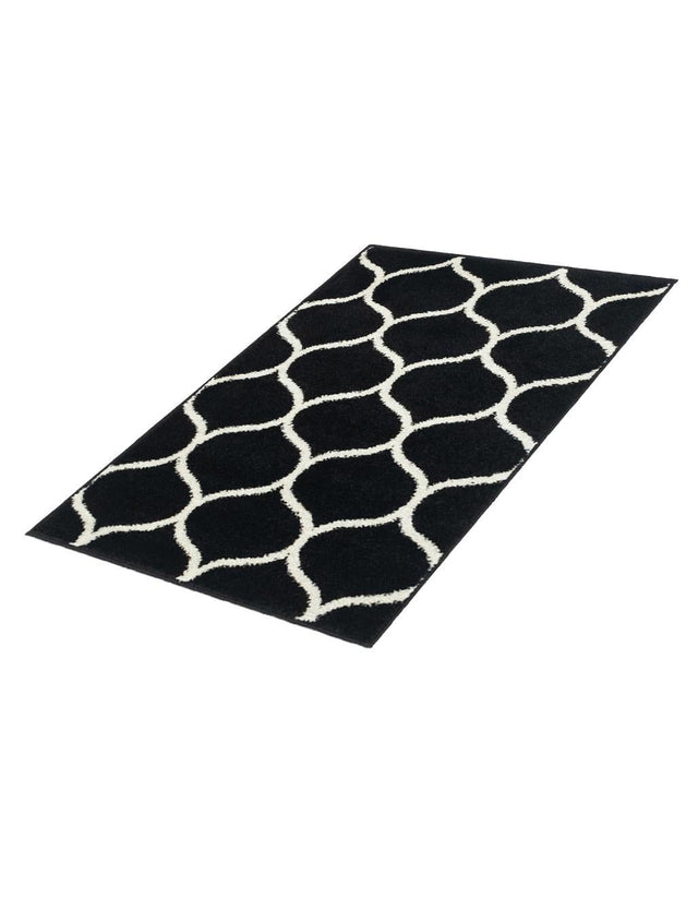 Black 2' x 3' 1 Trellis Frieze Rectangle Area Rug Geometric Modern Unique Stain Resistant Easy Clean Carpet for Living, Dining, Bedrooms, Office for Sale at Rug Engine