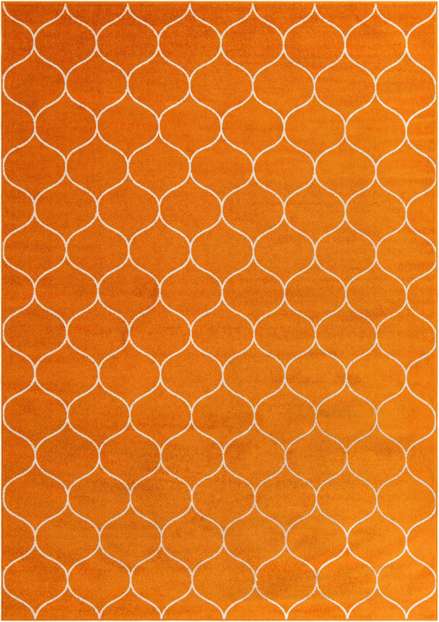 Orange 10' x 14' 1 Trellis Frieze Rectangle Area Rug Geometric Modern Unique Stain Resistant Easy Clean Carpet for Living, Dining, Bedrooms, Office for Sale at Rug Engine