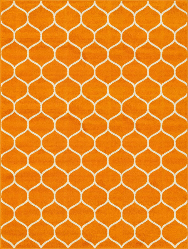 Orange 9' x 12' Trellis Frieze Rectangle Area Rug Geometric Modern Unique Stain Resistant Easy Clean Carpet for Living, Dining, Bedrooms, Office for Sale at Rug Engine