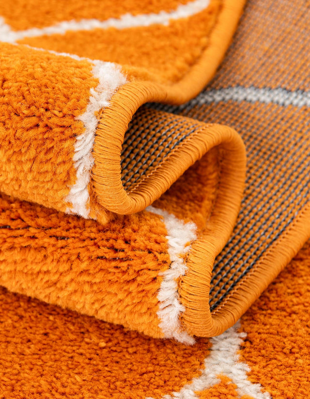 Orange 3' 1 x 3' 1 Trellis Frieze Round Area Rug Geometric Modern Unique Stain Resistant Easy Clean Carpet for Living, Dining, Bedrooms, Office for Sale at Rug Engine