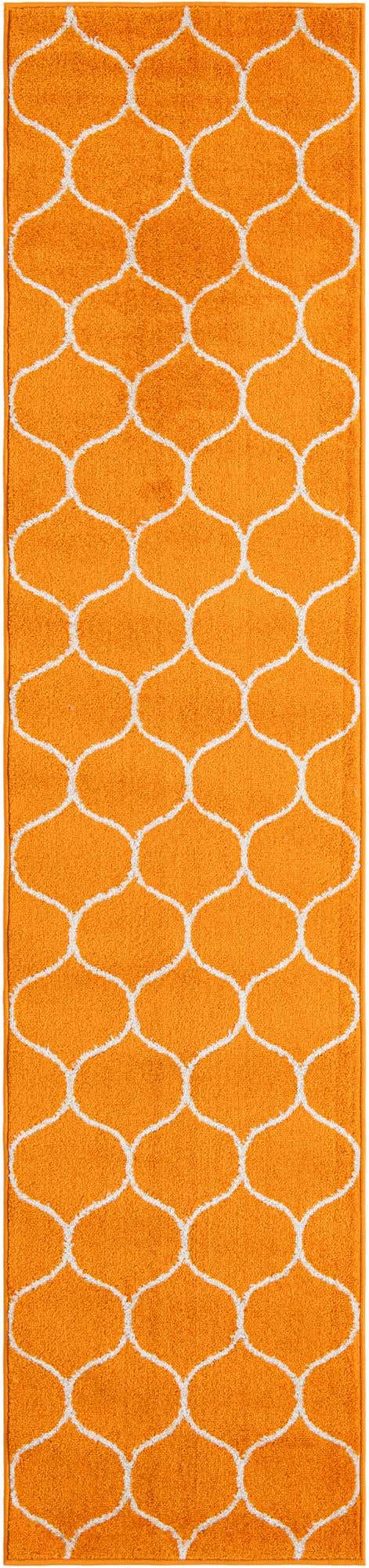 Orange 2' x 8' 8 Trellis Frieze Runner Area Rug Geometric Modern Unique Stain Resistant Easy Clean Carpet for Living, Dining, Bedrooms, Office for Sale at Rug Engine