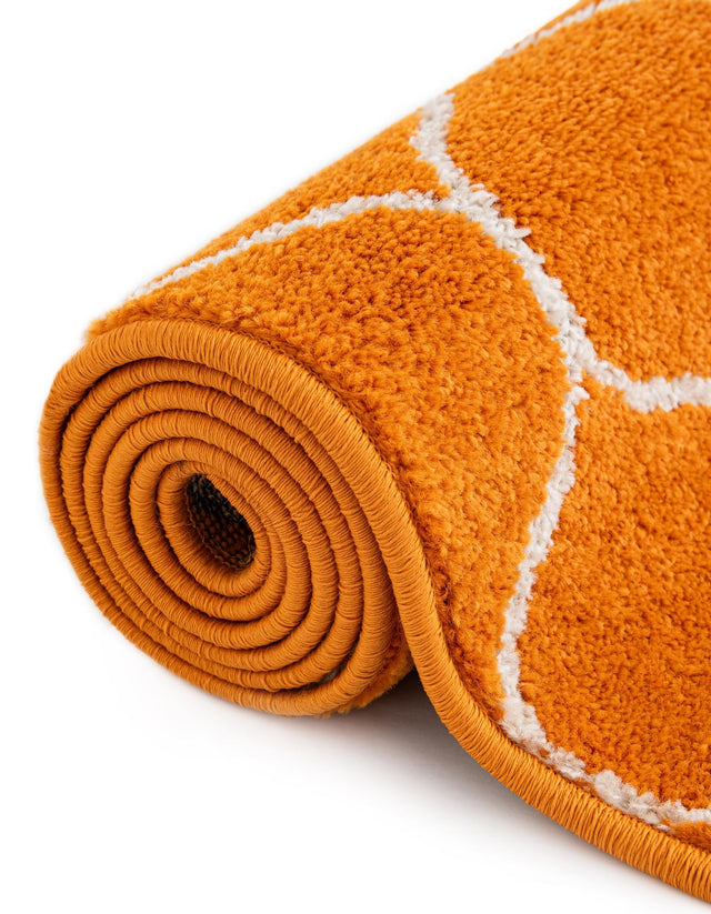 Orange 2' x 6' 1 Trellis Frieze Runner Area Rug Geometric Modern Unique Stain Resistant Easy Clean Carpet for Living, Dining, Bedrooms, Office for Sale at Rug Engine
