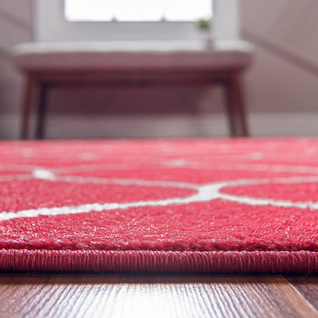 Pink 2' x 3' 1 Trellis Frieze Rectangle Area Rug Geometric Modern Unique Stain Resistant Easy Clean Carpet for Living, Dining, Bedrooms, Office for Sale at Rug Engine