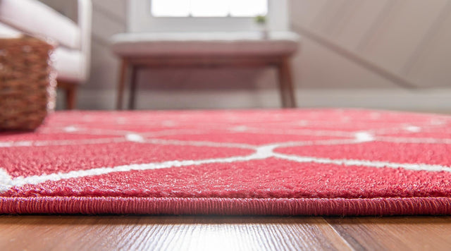 Pink 2' x 6' 1 Trellis Frieze Runner Area Rug Geometric Modern Unique Stain Resistant Easy Clean Carpet for Living, Dining, Bedrooms, Office for Sale at Rug Engine