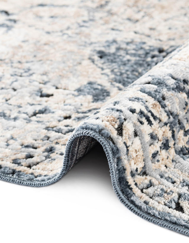 Navy Blue 7' 10 x 7' 10 Chateau Round Area Rug 85% Polypropylene & 15% Chenille With Cotton Backing Traditional Vintage Distressed Carpet for Classical Interior Design Decorating for Sale at Rug Engine