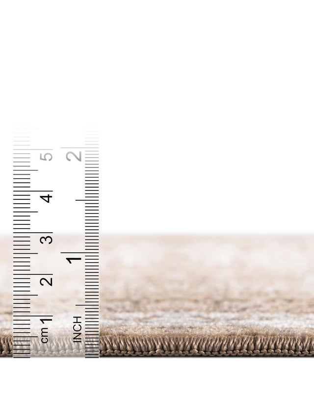 Khaki 4' 1 x 4' 1 Chateau Round Area Rug 85% Polypropylene & 15% Chenille With Cotton Backing Traditional Vintage Distressed Carpet for Classical Interior Design Decorating for Sale at Rug Engine