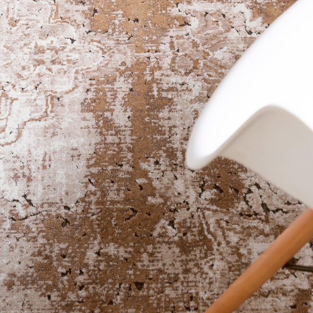 Khaki 4' 1 x 4' 1 Chateau Round Area Rug 85% Polypropylene & 15% Chenille With Cotton Backing Traditional Vintage Distressed Carpet for Classical Interior Design Decorating for Sale at Rug Engine