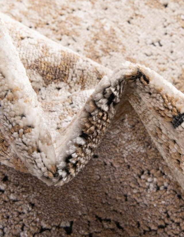 Khaki 4' 1 x 4' 1 Chateau Round Area Rug 85% Polypropylene & 15% Chenille With Cotton Backing Traditional Vintage Distressed Carpet for Classical Interior Design Decorating for Sale at Rug Engine