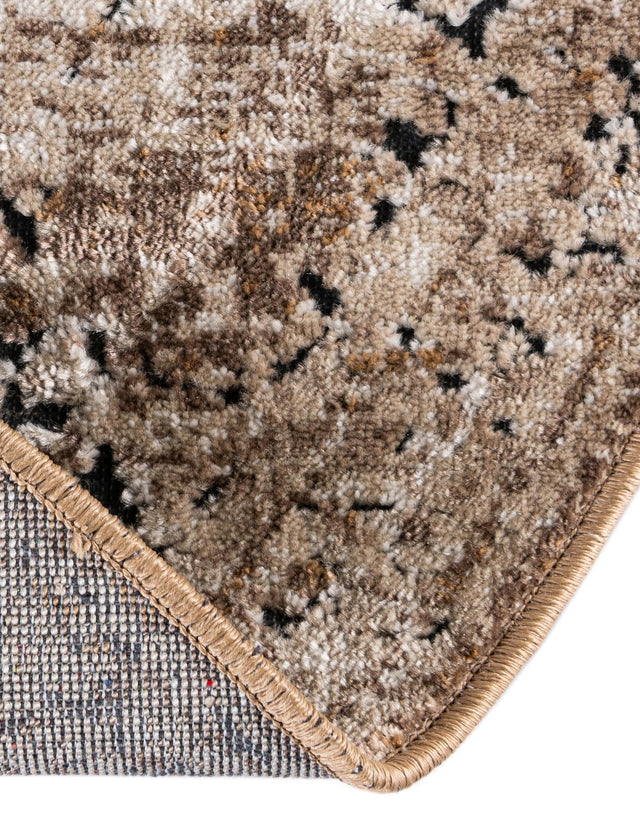 Khaki 7' 10 x 7' 10 Chateau Round Area Rug 85% Polypropylene & 15% Chenille With Cotton Backing Traditional Vintage Distressed Carpet for Classical Interior Design Decorating for Sale at Rug Engine