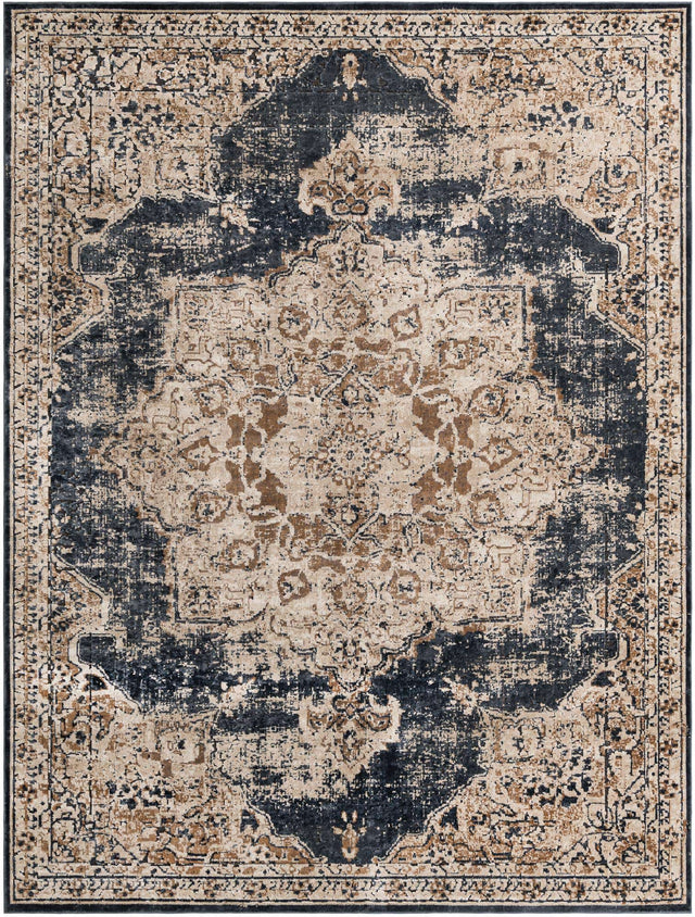 Slate Blue 7' 10 x 10' Chateau Rectangle Area Rug 85% Polypropylene & 15% Chenille With Cotton Backing Traditional Vintage Distressed Carpet for Classical Interior Design Decorating for Sale at Rug Engine