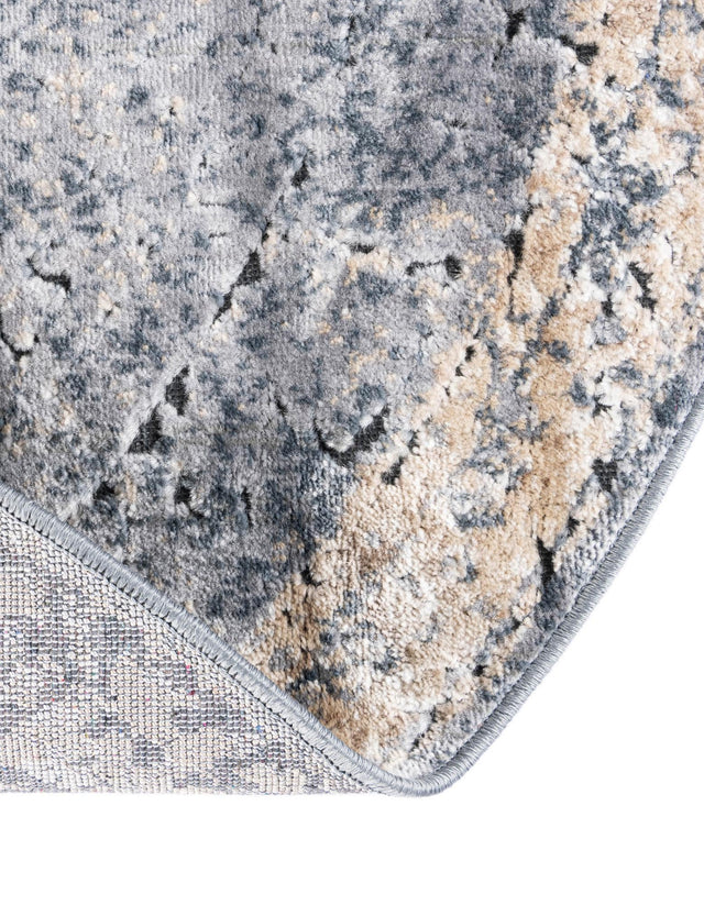 Slate Blue 7' 10 x 7' 10 Chateau Round Area Rug 85% Polypropylene & 15% Chenille With Cotton Backing Traditional Vintage Distressed Carpet for Classical Interior Design Decorating for Sale at Rug Engine