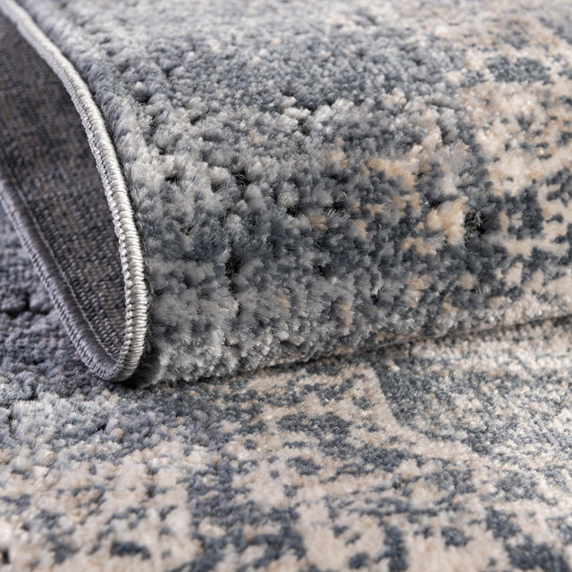 Gray Blue 4' 1 x 4' 1 Chateau Round Area Rug 85% Polypropylene & 15% Chenille With Cotton Backing Traditional Vintage Distressed Carpet for Classical Interior Design Decorating for Sale at Rug Engine