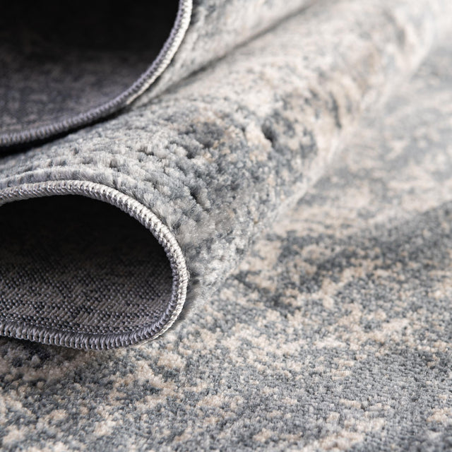 Gray Blue 4' 1 x 4' 1 Chateau Round Area Rug 85% Polypropylene & 15% Chenille With Cotton Backing Traditional Vintage Distressed Carpet for Classical Interior Design Decorating for Sale at Rug Engine