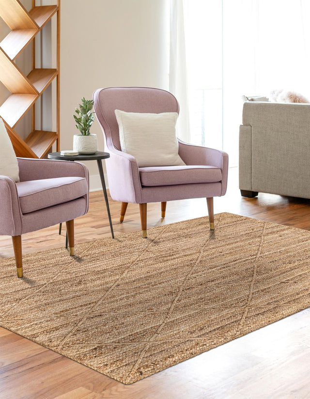 Natural 8' x 11' Braided Jute Rectangle Area Rug 100% Jute Hand Braided Natural Eco-Friendly Boho Style Carpet for Living Rooms Dining Office Space Dorms for Sale at Rug Engine