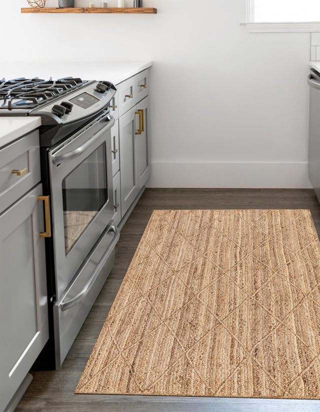 Natural 4' 1 x 6' 1 Braided Jute Rectangle Area Rug 100% Jute Hand Braided Natural Eco-Friendly Boho Style Carpet for Living Rooms Dining Office Space Dorms for Sale at Rug Engine