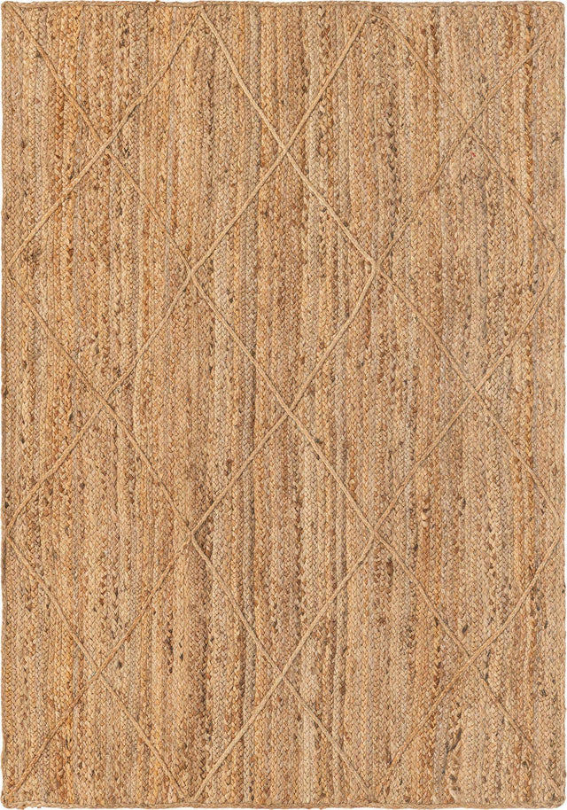Natural 4' 1 x 6' 1 Braided Jute Rectangle Area Rug 100% Jute Hand Braided Natural Eco-Friendly Boho Style Carpet for Living Rooms Dining Office Space Dorms for Sale at Rug Engine