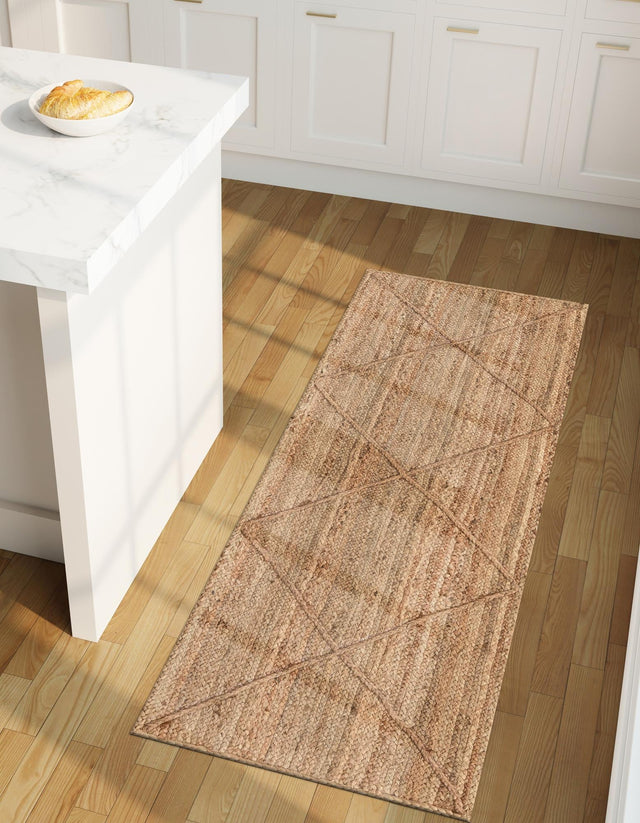 Natural 2' 2 x 6' 1 Braided Jute Runner Area Rug 100% Jute Hand Braided Natural Eco-Friendly Boho Style Carpet for Living Rooms Dining Office Space Dorms for Sale at Rug Engine