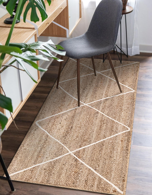 White 2' 2 x 8' 2 Braided Jute Runner Area Rug 100% Jute Hand Braided Natural Eco-Friendly Boho Style Carpet for Living Rooms Dining Office Space Dorms for Sale at Rug Engine