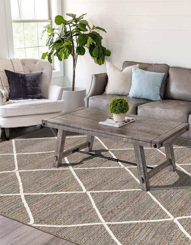 Gray 9' x 12' 2 Braided Jute Rectangle Area Rug 100% Jute Hand Braided Natural Eco-Friendly Boho Style Carpet for Living Rooms Dining Office Space Dorms for Sale at Rug Engine
