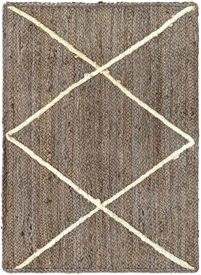 Gray 2' x 3' 1 Braided Jute Rectangle Area Rug 100% Jute Hand Braided Natural Eco-Friendly Boho Style Carpet for Living Rooms Dining Office Space Dorms for Sale at Rug Engine