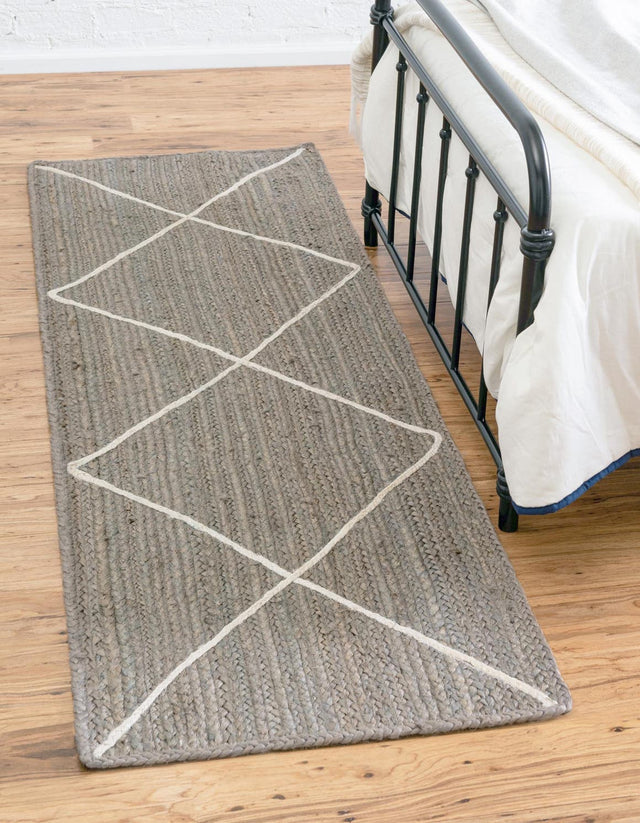 Gray 2' 2 x 8' 2 Braided Jute Runner Area Rug 100% Jute Hand Braided Natural Eco-Friendly Boho Style Carpet for Living Rooms Dining Office Space Dorms for Sale at Rug Engine