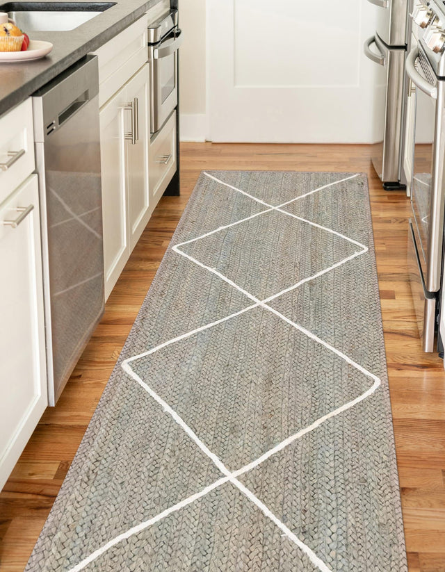 Gray 2' 2 x 8' 2 Braided Jute Runner Area Rug 100% Jute Hand Braided Natural Eco-Friendly Boho Style Carpet for Living Rooms Dining Office Space Dorms for Sale at Rug Engine