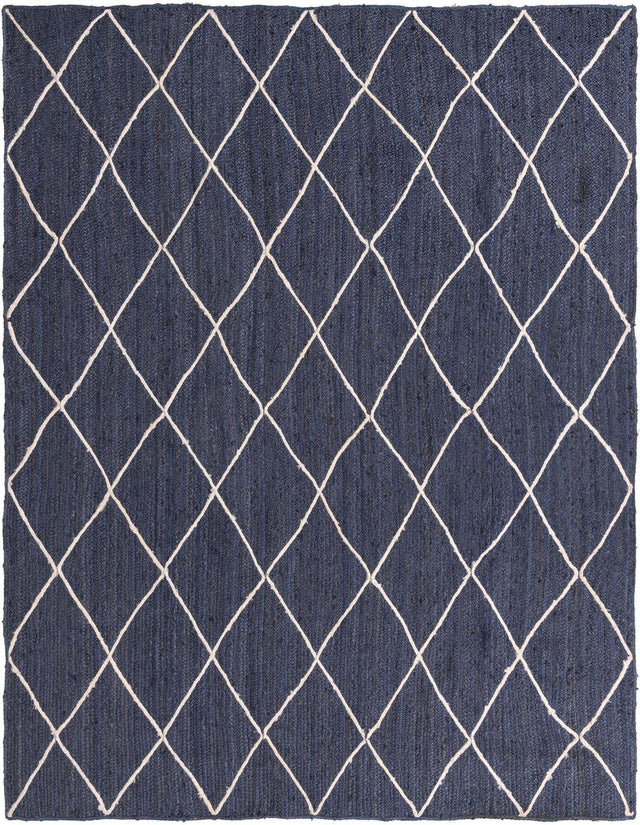 Navy Blue 9' x 12' 2 Braided Jute Rectangle Area Rug 100% Jute Hand Braided Natural Eco-Friendly Boho Style Carpet for Living Rooms Dining Office Space Dorms for Sale at Rug Engine