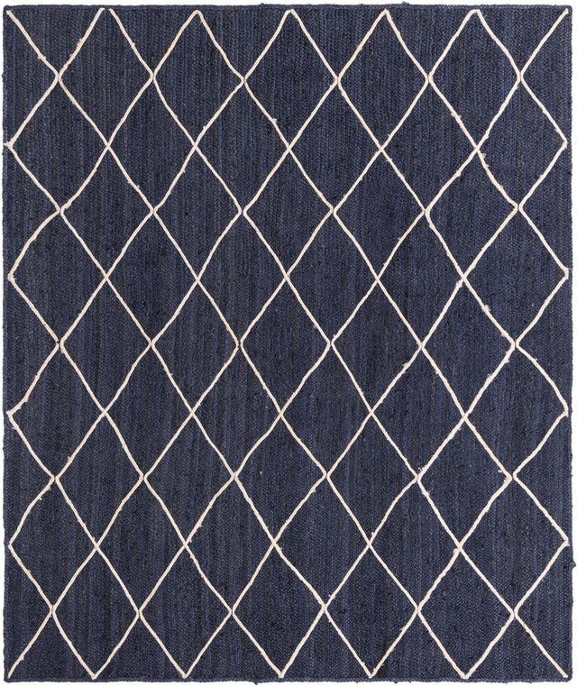Navy Blue 8' x 10' Braided Jute Rectangle Area Rug 100% Jute Hand Braided Natural Eco-Friendly Boho Style Carpet for Living Rooms Dining Office Space Dorms for Sale at Rug Engine
