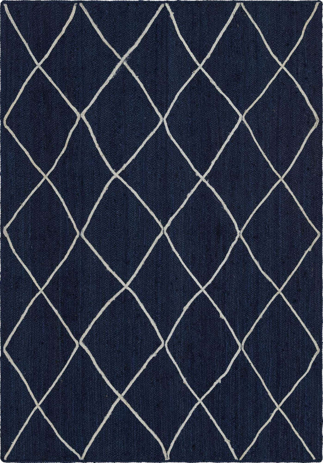 Navy Blue 6' 1 x 9' Braided Jute Rectangle Area Rug 100% Jute Hand Braided Natural Eco-Friendly Boho Style Carpet for Living Rooms Dining Office Space Dorms for Sale at Rug Engine