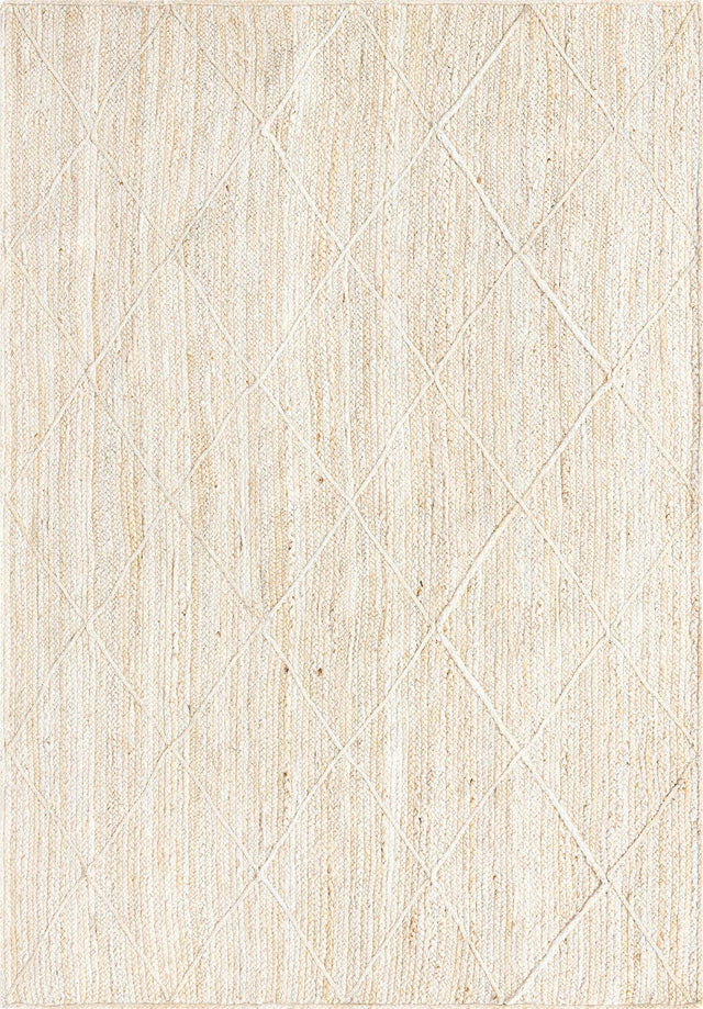Ivory 6' 1 x 9' Braided Jute Rectangle Area Rug 100% Jute Hand Braided Natural Eco-Friendly Boho Style Carpet for Living Rooms Dining Office Space Dorms for Sale at Rug Engine