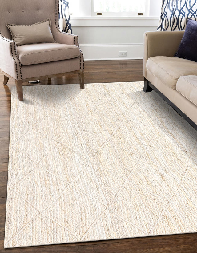 Ivory 3' 3 x 5' 1 Braided Jute Rectangle Area Rug 100% Jute Hand Braided Natural Eco-Friendly Boho Style Carpet for Living Rooms Dining Office Space Dorms for Sale at Rug Engine