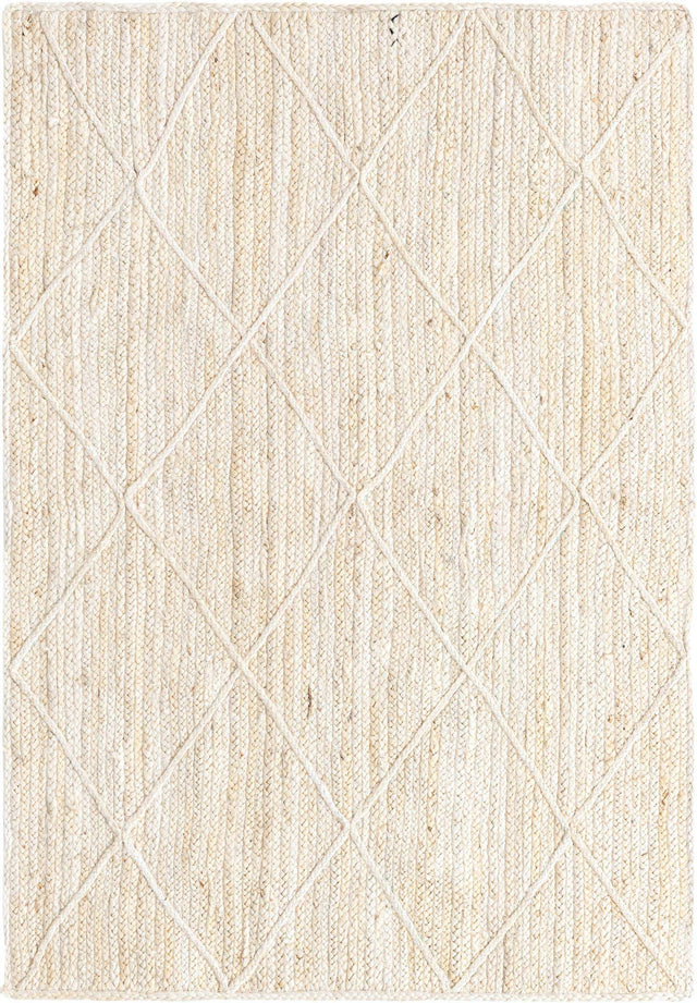 Ivory 4' 1 x 6' 1 Braided Jute Rectangle Area Rug 100% Jute Hand Braided Natural Eco-Friendly Boho Style Carpet for Living Rooms Dining Office Space Dorms for Sale at Rug Engine