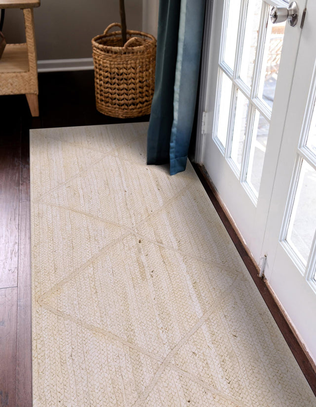 Ivory 2' 2 x 8' 2 Braided Jute Runner Area Rug 100% Jute Hand Braided Natural Eco-Friendly Boho Style Carpet for Living Rooms Dining Office Space Dorms for Sale at Rug Engine
