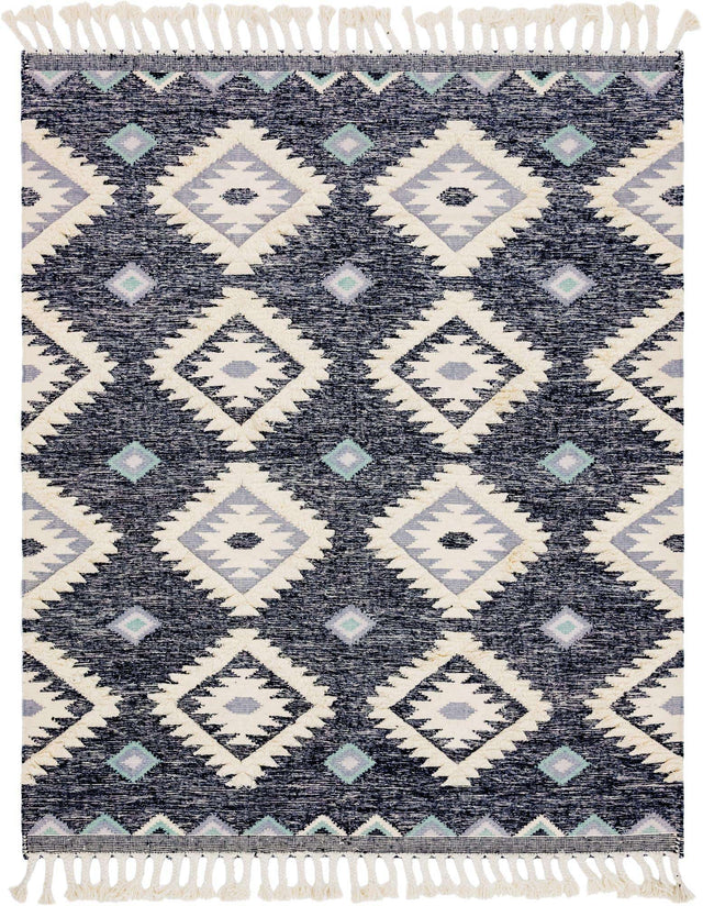 Dark Blue 8' x 10' Mesa Rectangle Area Rug 100% Wool Geometric All Natural Carpet for Living, Dining, Office, Bedrooms, Dorms, Kitchens for Sale at Rug Engine