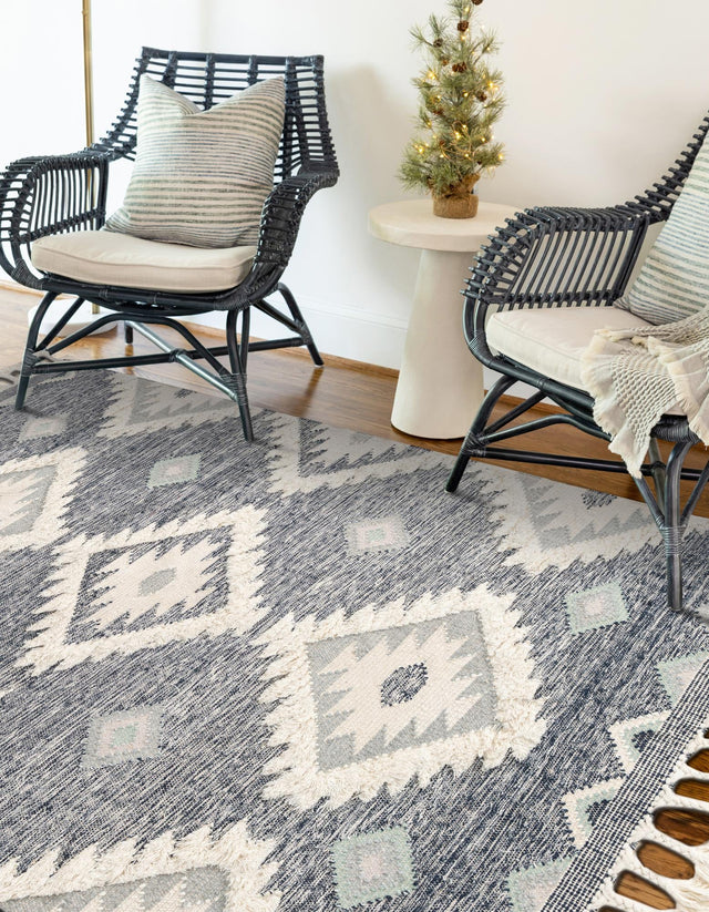 Dark Blue 2' x 3' 1 Mesa Rectangle Area Rug 100% Wool Geometric All Natural Carpet for Living, Dining, Office, Bedrooms, Dorms, Kitchens for Sale at Rug Engine