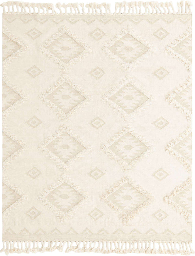 Ivory 8' x 10' Mesa Rectangle Area Rug 100% Wool Geometric All Natural Carpet for Living, Dining, Office, Bedrooms, Dorms, Kitchens for Sale at Rug Engine