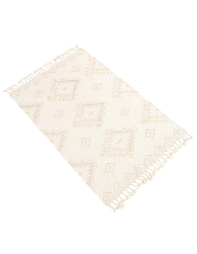 Ivory 5' 1 x 8' Mesa Rectangle Area Rug 100% Wool Geometric All Natural Carpet for Living, Dining, Office, Bedrooms, Dorms, Kitchens for Sale at Rug Engine
