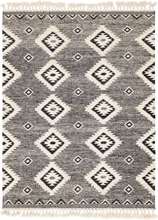 Charcoal 9' x 12' 2 Mesa Rectangle Area Rug 100% Wool Geometric All Natural Carpet for Living, Dining, Office, Bedrooms, Dorms, Kitchens for Sale at Rug Engine